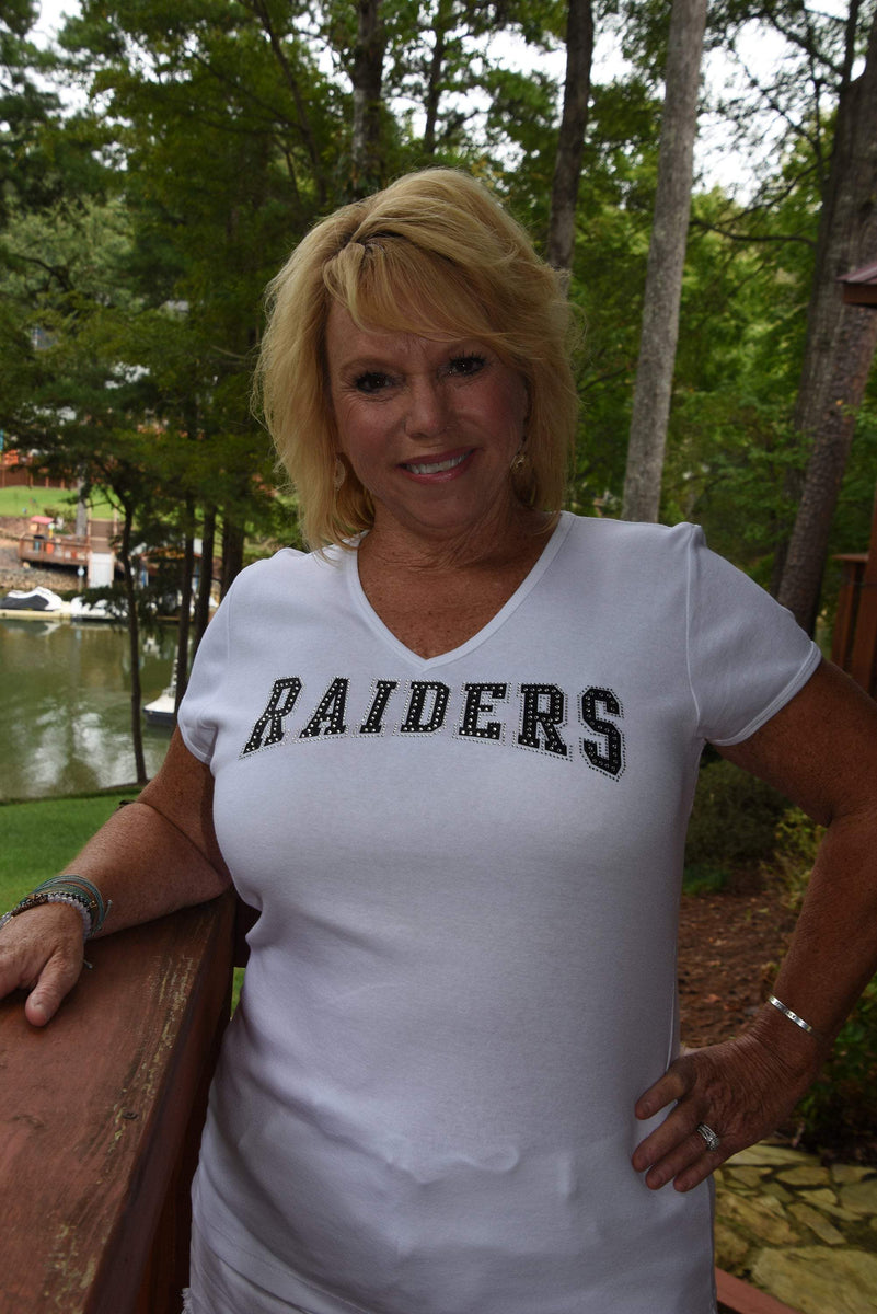 Raiders rhinestone & glitter bling shirt or sleeveless tank top XS