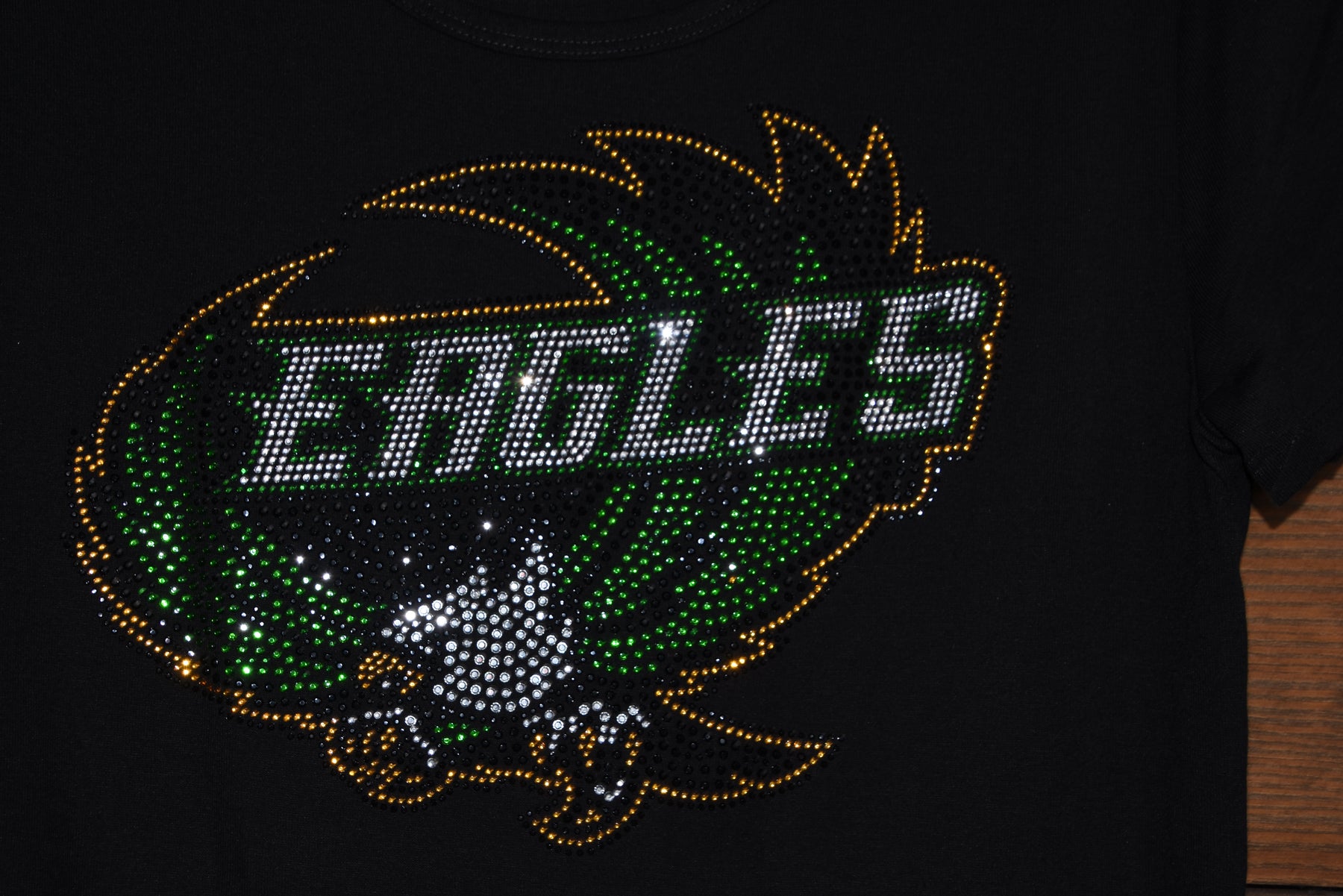 Eagles rhinestone glitter bling long Sleeve shirt extra small green Eagles