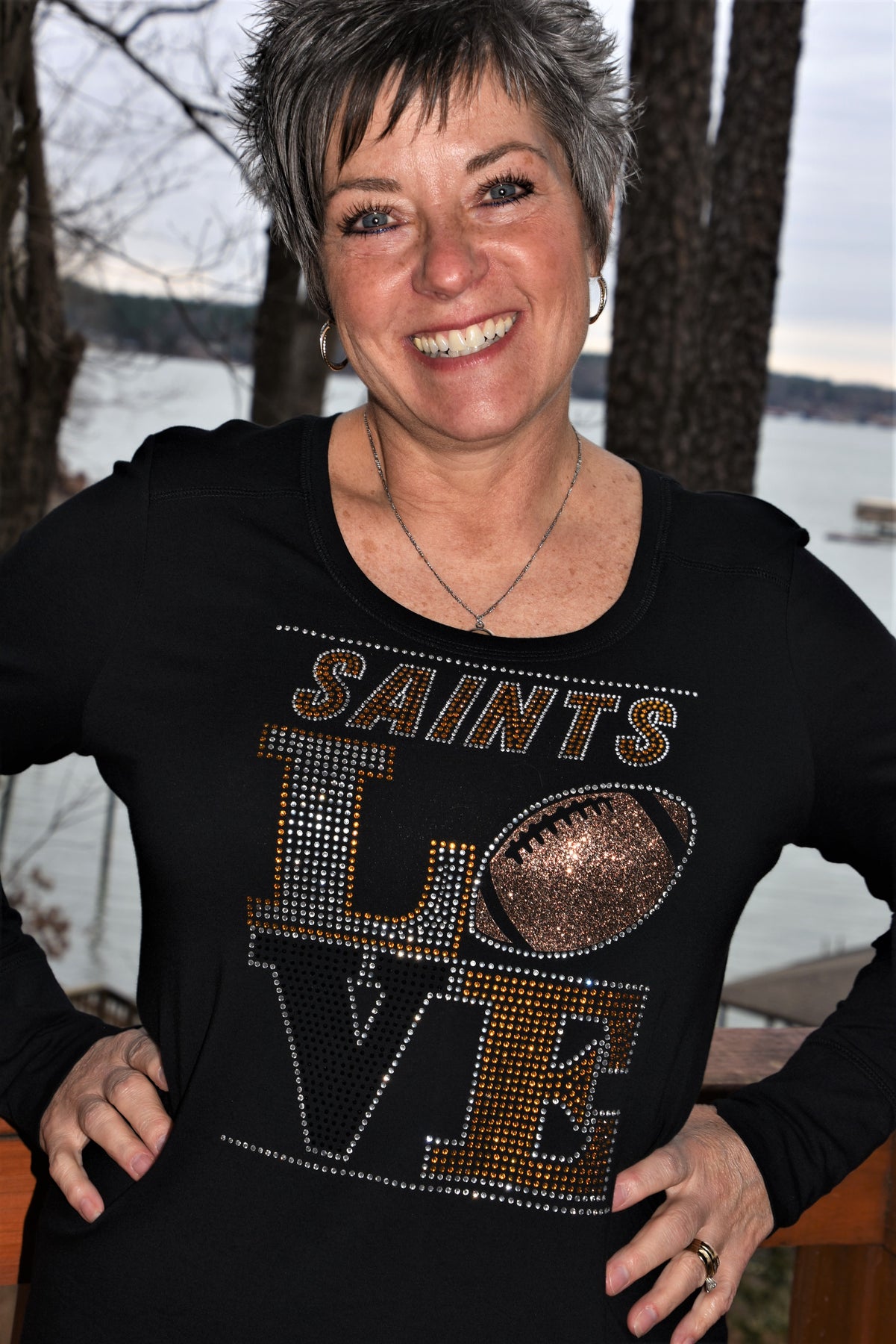 Carolina Bling Queen Saints Football Rhinestone Glitter Bling Shirt, All Sizes XS, S, M, L, XL, XXL, 1X, 2X, 3X, 4X, 5X Real Women Love Football