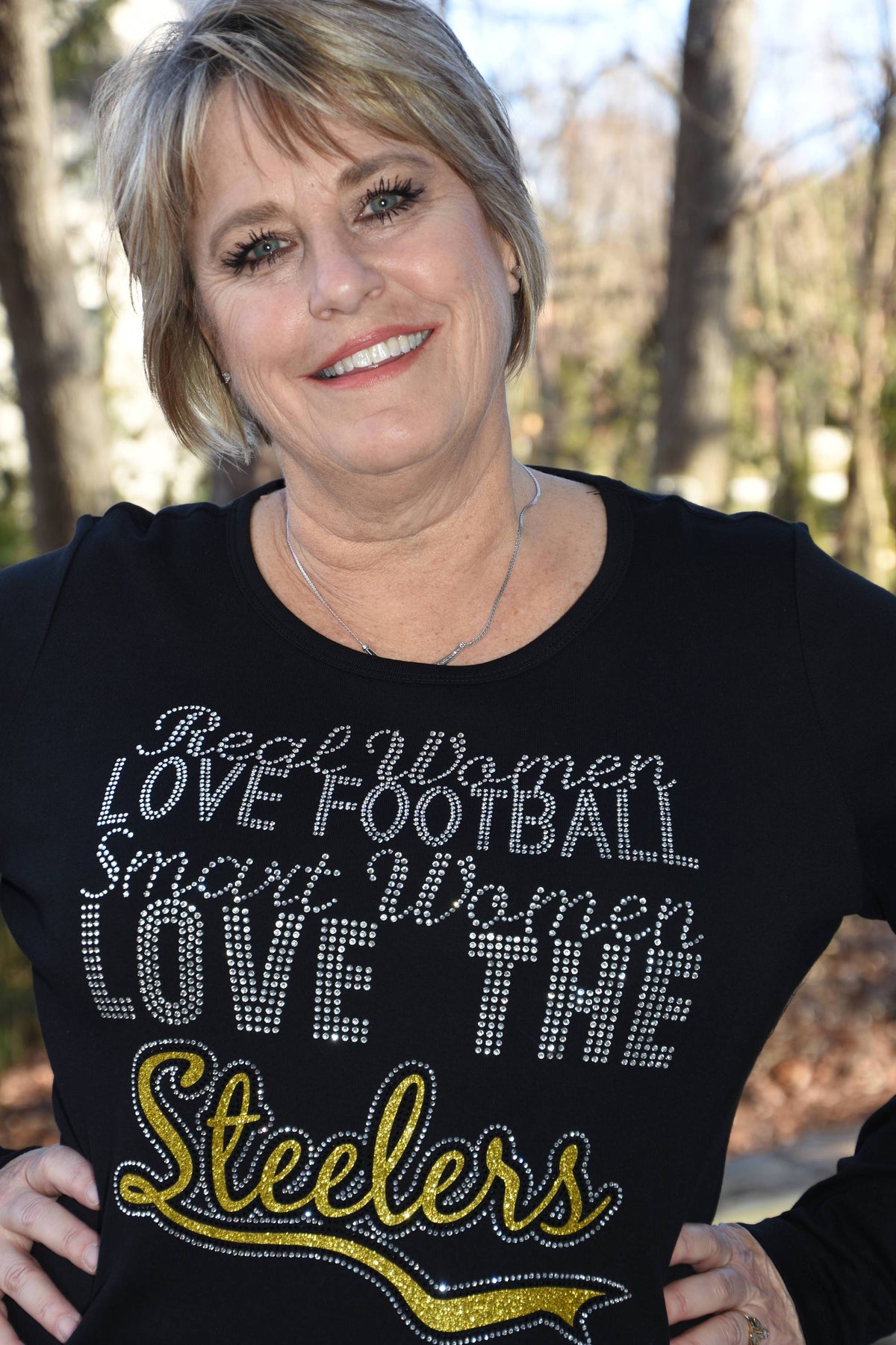 Carolina Bling Queen Steelers Football Rhinestone & Glitter Bling Shirt or Tank Top, All Sizes XS, S, M, L, XL, XXL, 1X,2X,3X, 4X, 5X Real Women Love Football Black / 2x /